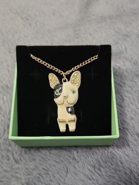 Vintage Betsey Johnson French Bulldog Necklace